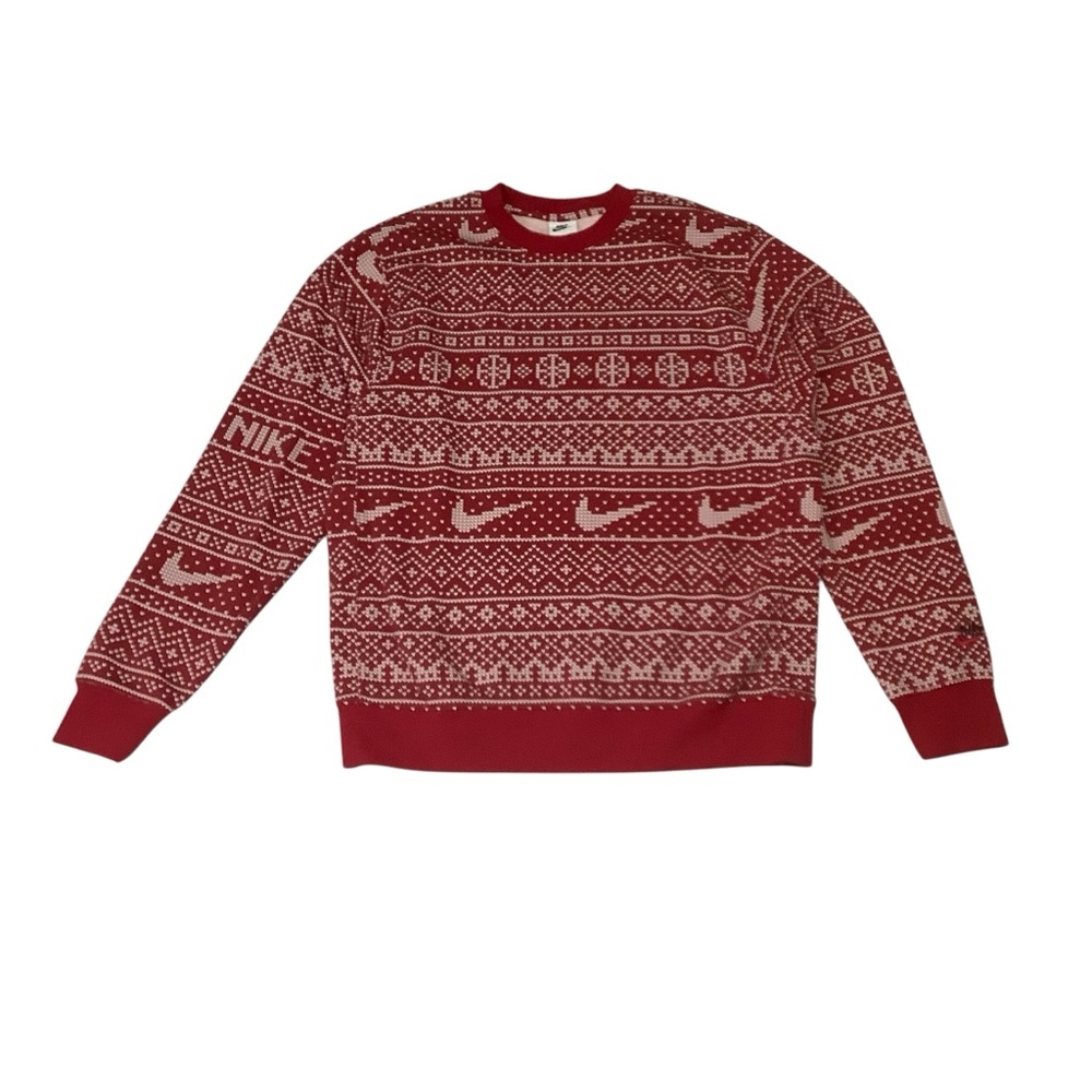 Nike Red White Christmas Sweater Size Medium